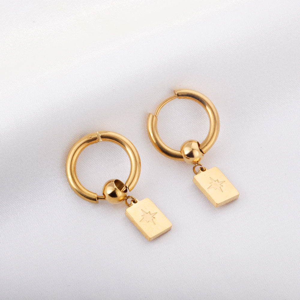 Damen Hängende Ohrstecker mit schimmerndem Anhänger aus hochwertigem Edelstahl Shop Nory