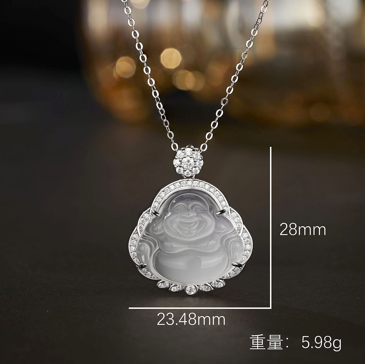 Damen Anhänger mit Buddha-Motiv aus hochwertigem Halbedelstein und funkelnden Zirkonia Shop Nory