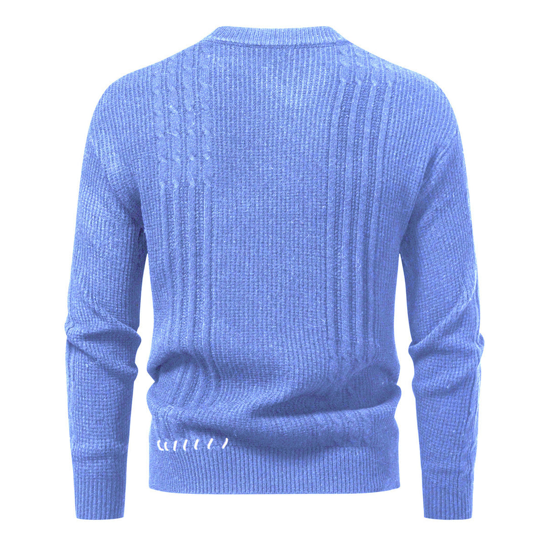 Herren Strukturiertes Rippstrick-Pullover mit Ziernähten und Logo‑Patch Shop Nory