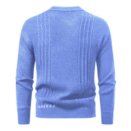 Herren Strukturiertes Rippstrick-Pullover mit Ziernähten und Logo‑Patch Shop Nory