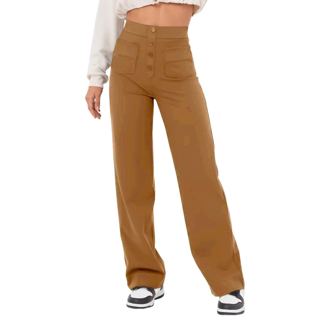 Damen Hochtaillierte weite Hose mit Knopfleiste und aufgesetzten Taschen Shop Nory