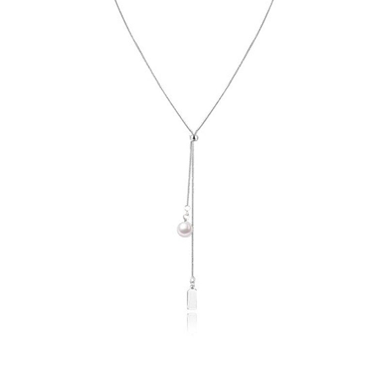 Damen Halskette mit elegantem Perlen- und Namensschild-Anhänger Shop Nory