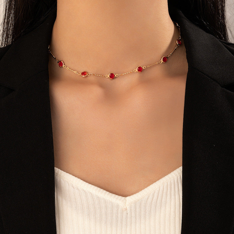 Damen zarte Choker-Halskette mit eleganten Edelsteinen Shop Nory