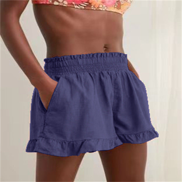 Damen Lockere Shorts mit Volant und Taschen