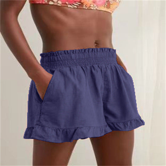 Damen Lockere Shorts mit Volant und Taschen