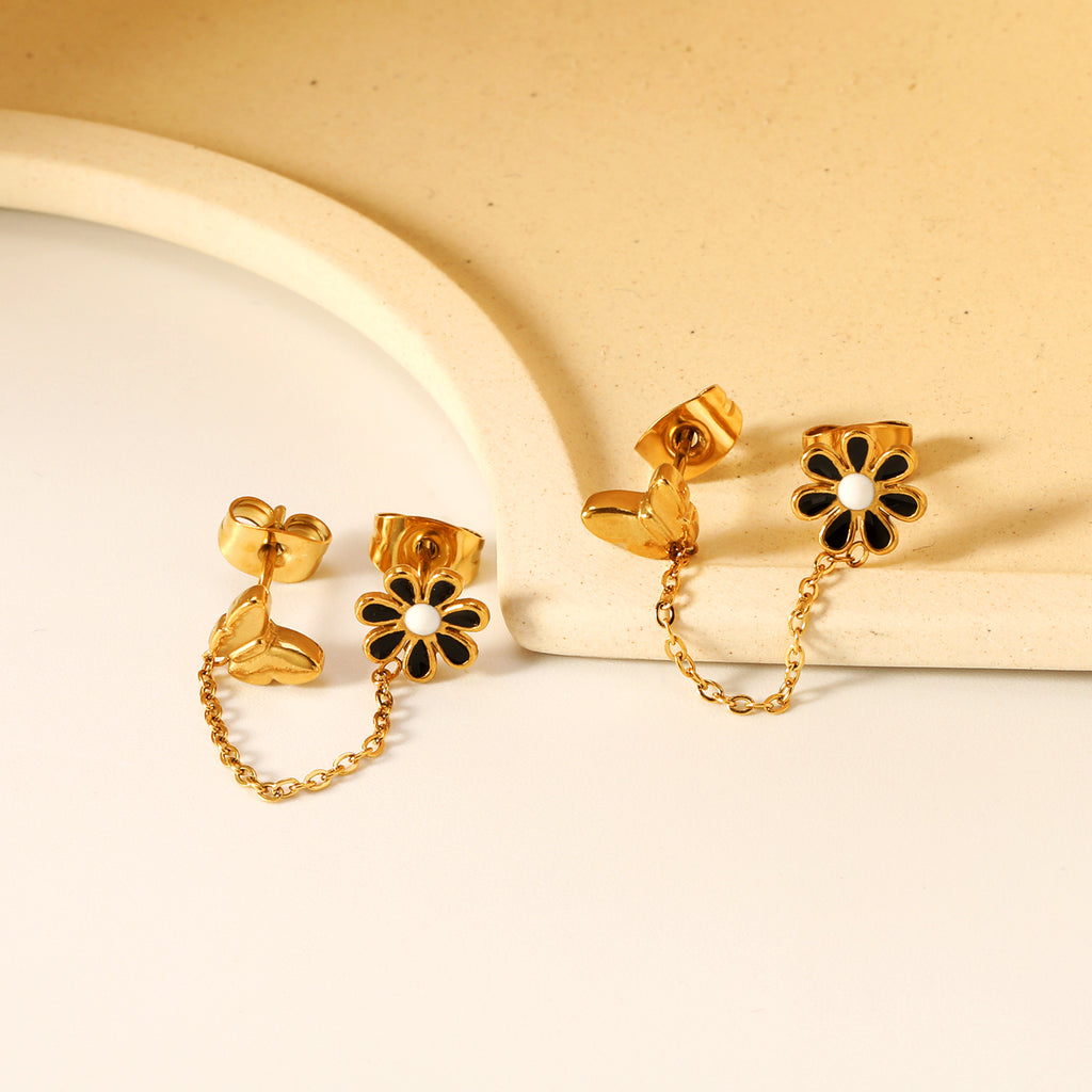 Damen Ohrstecker mit floralem und Schmetterlingsdesign Shop Nory