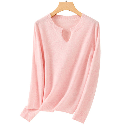 Damen Feiner Feinstrick-Pullover mit Schlüsselloch-Ausschnitt und gerippten Abschlüssen Shop Nory