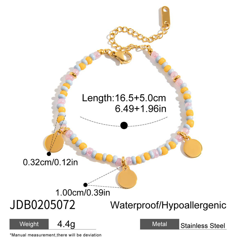Damen Armband mit bunten Perlen und minimalistischen Anhängern Shop Nory