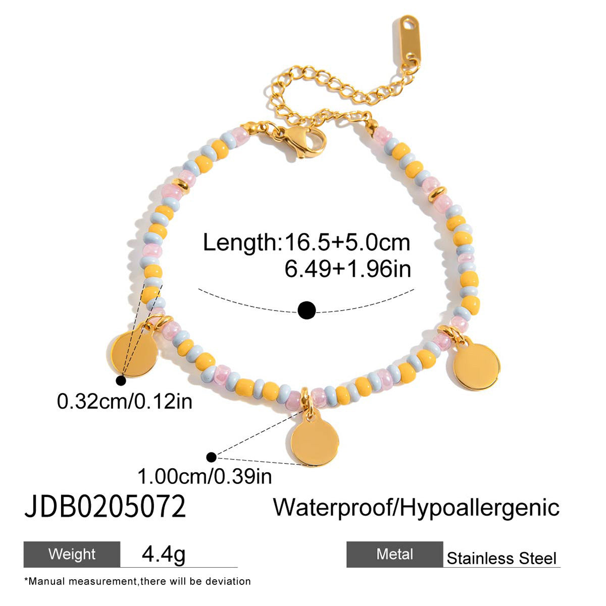 Damen Armband mit bunten Perlen und minimalistischen Anhängern Shop Nory