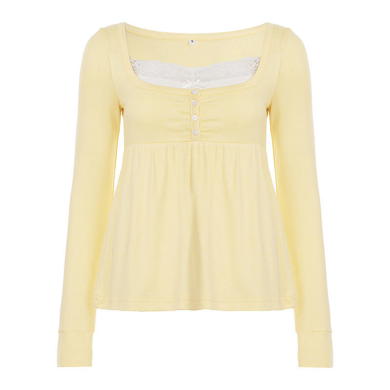 Damen nan tailliertes Still-Longsleeve mit Knopfleiste, Unterbrustnaht und elastischem Jersey Shop Nory