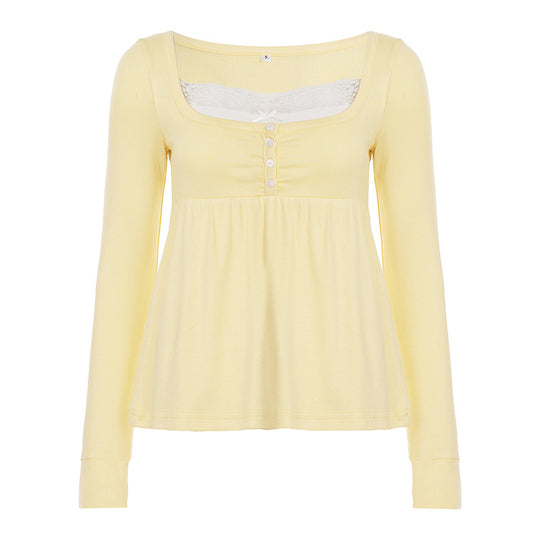 Damen nan tailliertes Still-Longsleeve mit Knopfleiste, Unterbrustnaht und elastischem Jersey Shop Nory