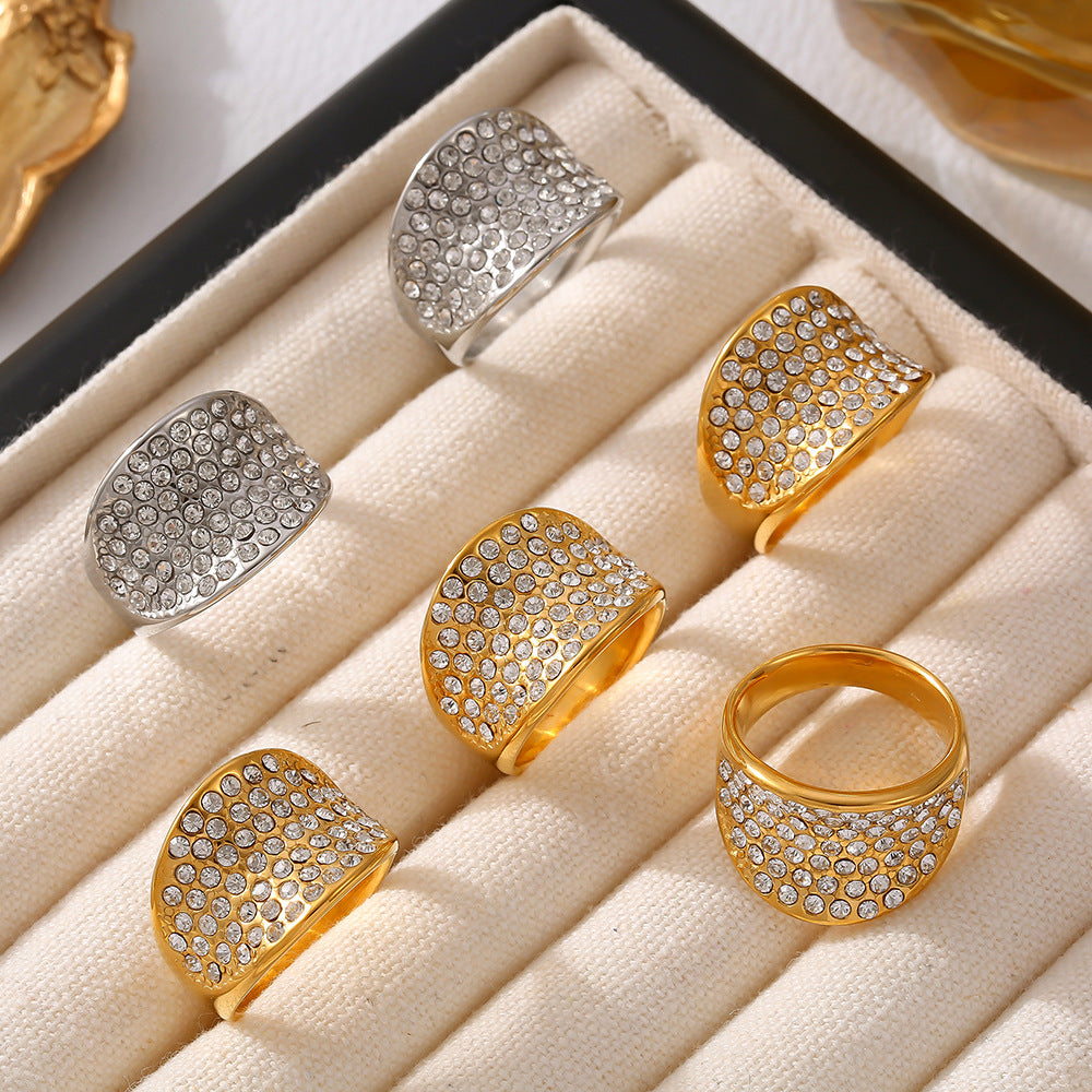 Damenring aus Titanstahl mit tschechischen Diamanten Shop Nory