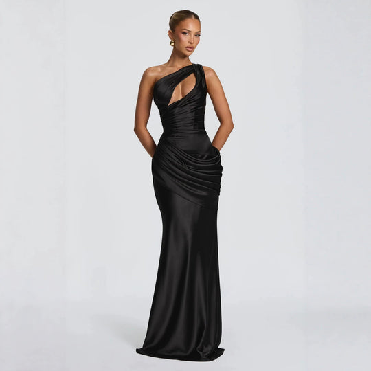 Damen Elegantes Maxikleid mit asymmetrischem Schnitt und raffinierten Drapierungen Shopnory