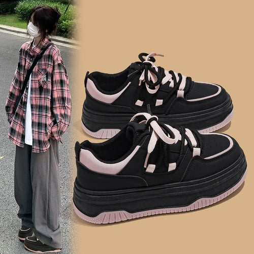 Damen Plateausneaker im Retro-Chunky-Look mit zweifarbiger EVA-Sohlenschichtung und gepolstertem Komfortkragen Shop Nory