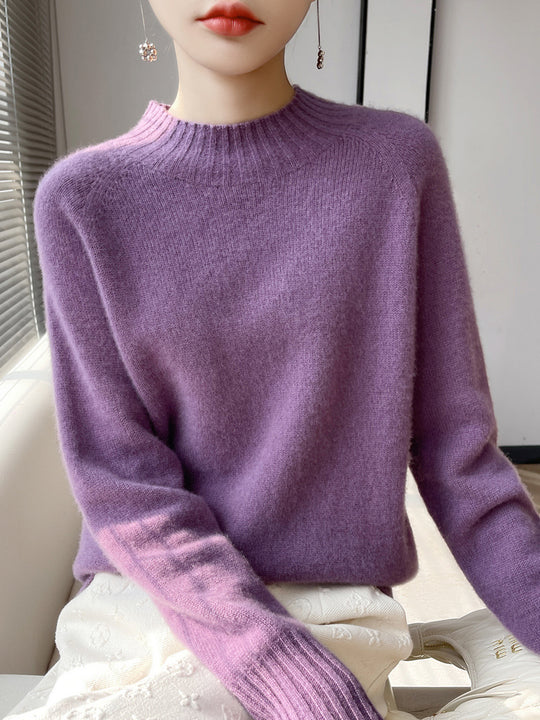 Damen Kurz-Mockneck-Pullover aus flauschigem Mohair-Mix mit kastiger Silhouette Shop Nory