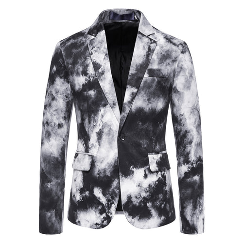 Herren Slim-Fit Sakko mit Aquarell-Print und Ein-Knopf-Verschluss Shop Nory