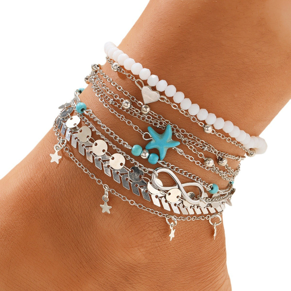 Damen Schmuckarmband-Set mit maritimen Anhängern und bunten Perlen Shop Nory