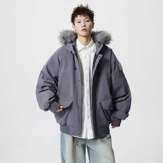 Herren Wattierter Oversize-Parka mit Kunstfellkapuze und Utility-Taschen Shop Nory