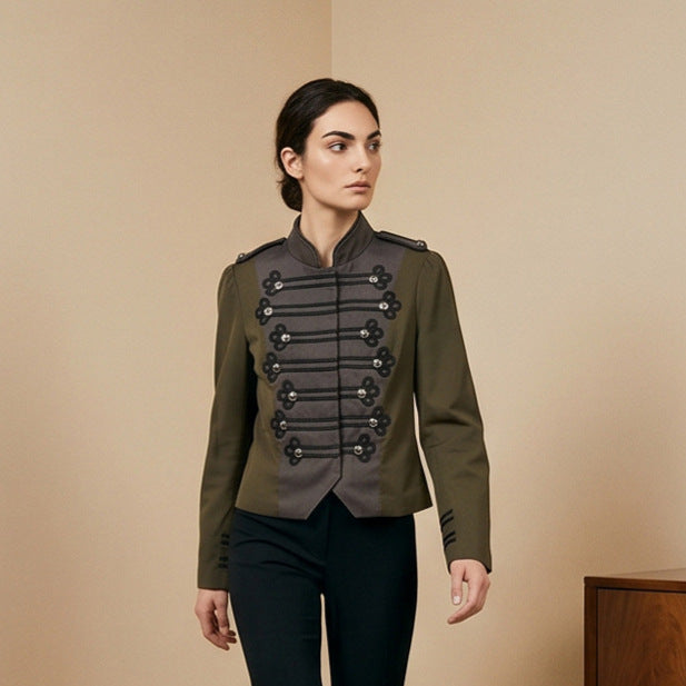 Damen Kurz geschnittener militärinspirierter Blouson mit Zierkordeln Shop Nory