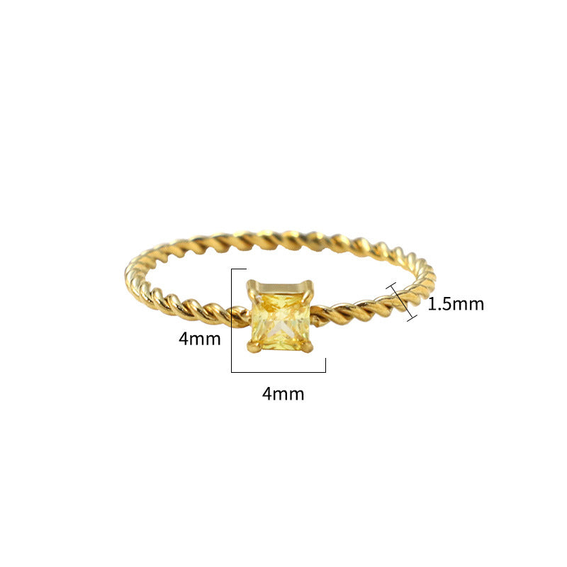 Damen Zarter und gedrehter Ring mit funkelndem Stein Shop Nory