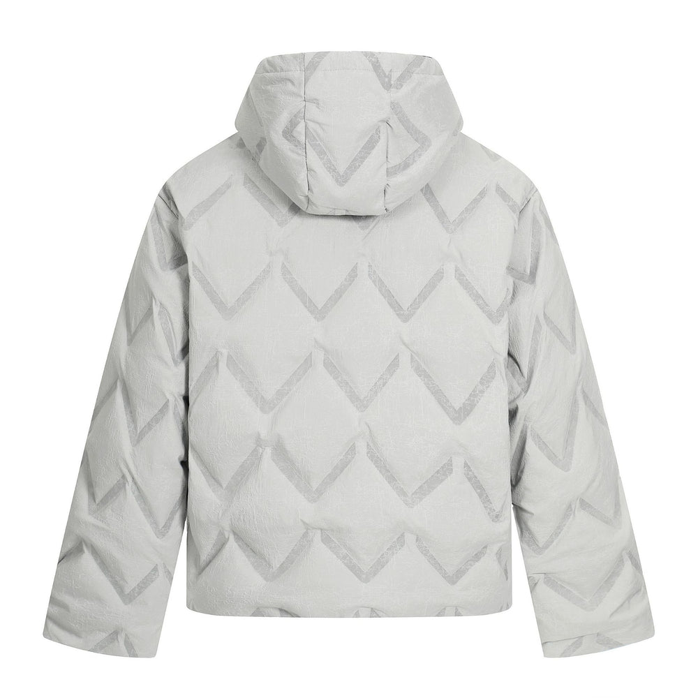 Damen Kurz geschnittene wattierte Kapuzenjacke mit reflektierender Chevron-Steppung Shop Nory