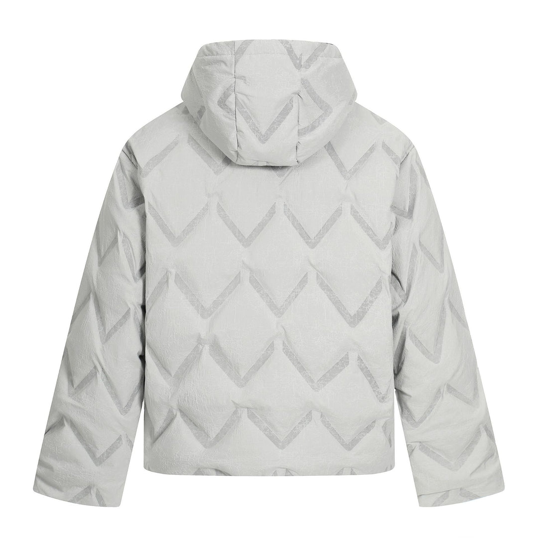 Damen Kurz geschnittene wattierte Kapuzenjacke mit reflektierender Chevron-Steppung Shop Nory