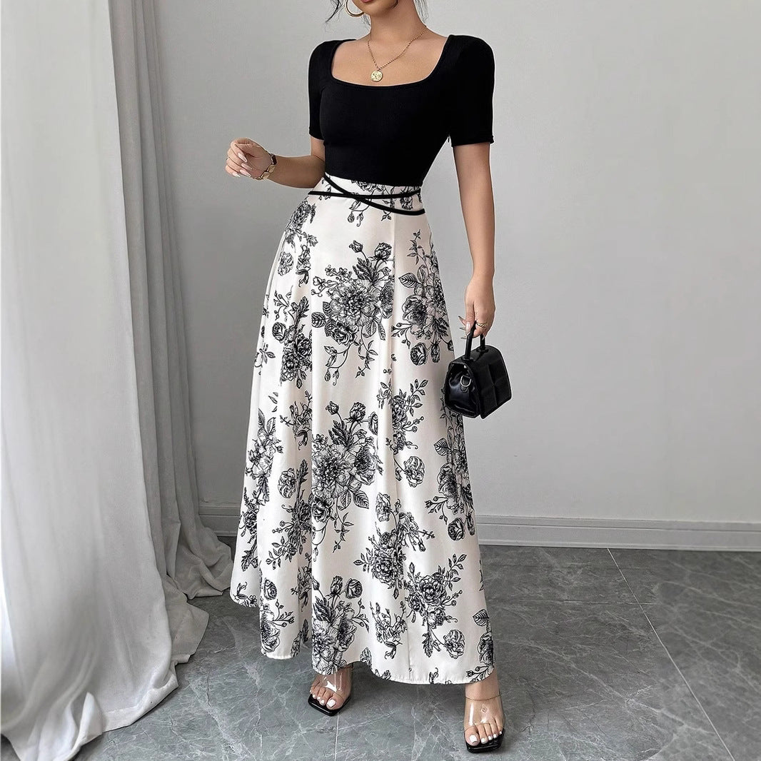 Damen Hochtaillierter Maxirock mit floralem Print und ausgestelltem Schnitt Shop Nory