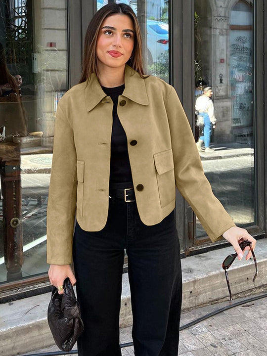 Damen Kurz geschnittene Suedejacke