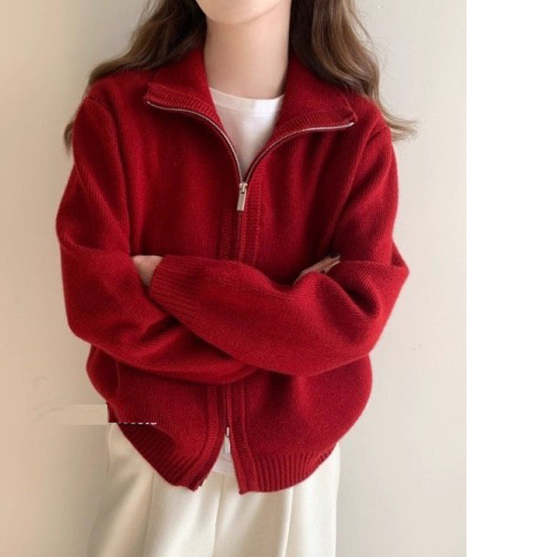 Damen Modische Strickjacke mit leichtem Reißverschluss Shop Nory