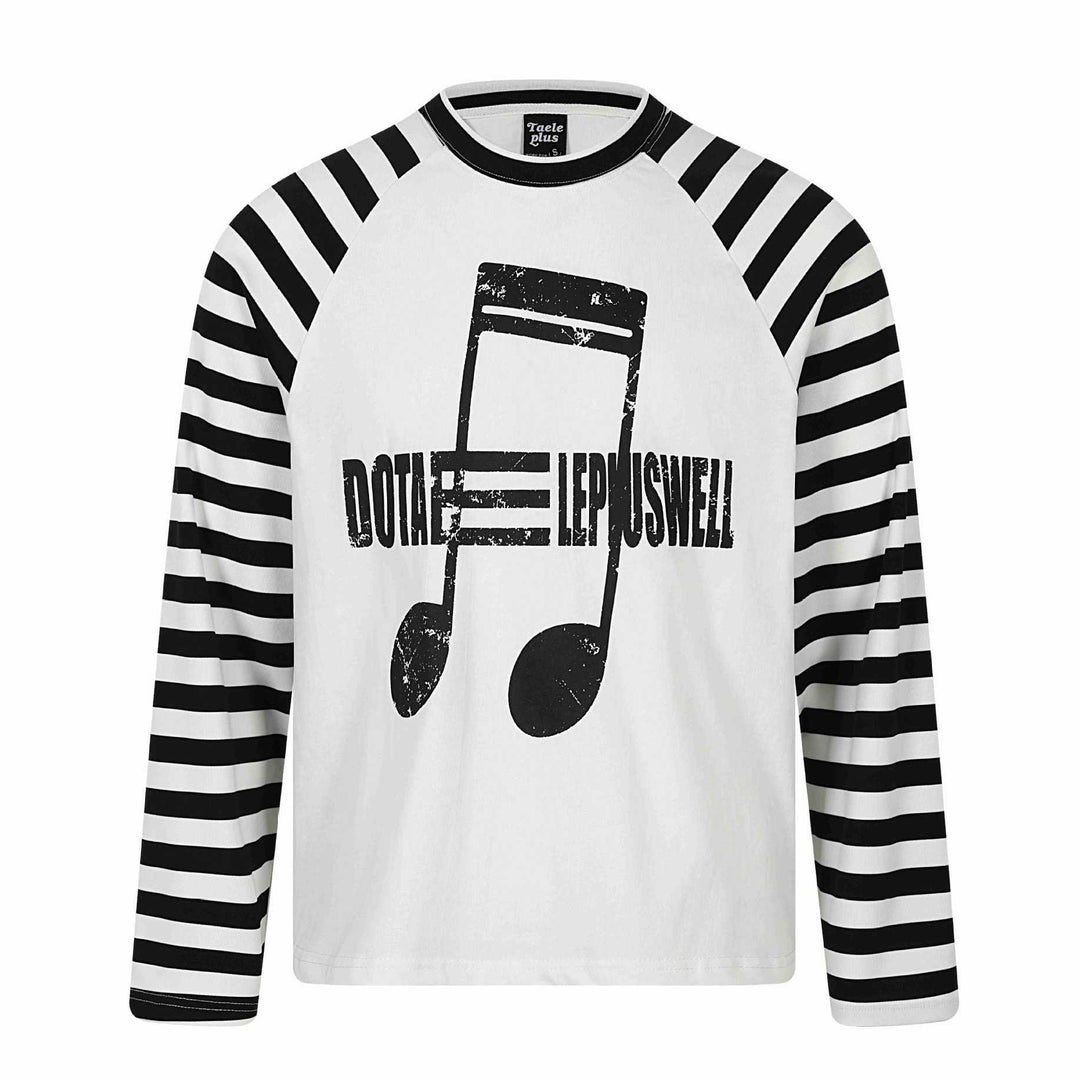 Unisex Langärmliges Raglan-Longsleeve mit Musik‑Print und gestreiften Ärmeln Shop Nory
