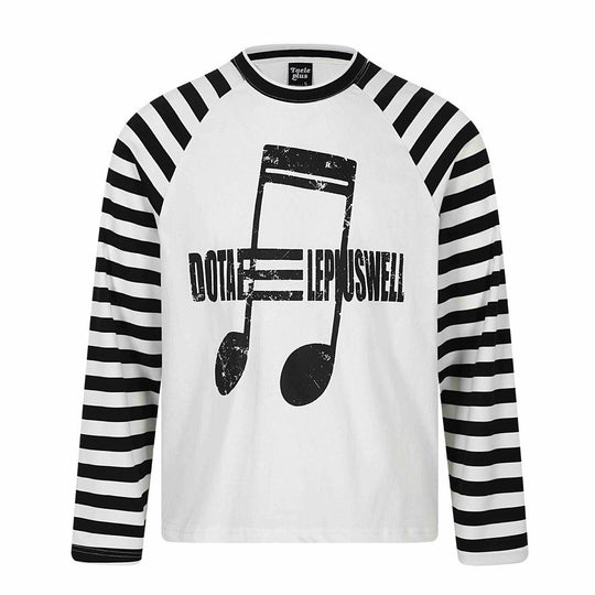 Unisex Langärmliges Raglan-Longsleeve mit Musik‑Print und gestreiften Ärmeln Shop Nory