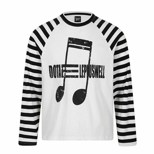 Unisex Langärmliges Raglan-Longsleeve mit Musik‑Print und gestreiften Ärmeln Shop Nory