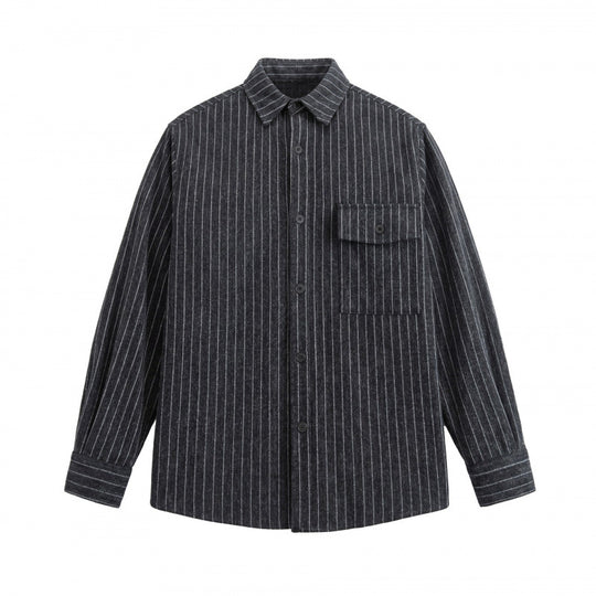 Unisex Overshirt-Hemdjacke mit Nadelstreifen und aufgesetzter Pattentasche Shop Nory
