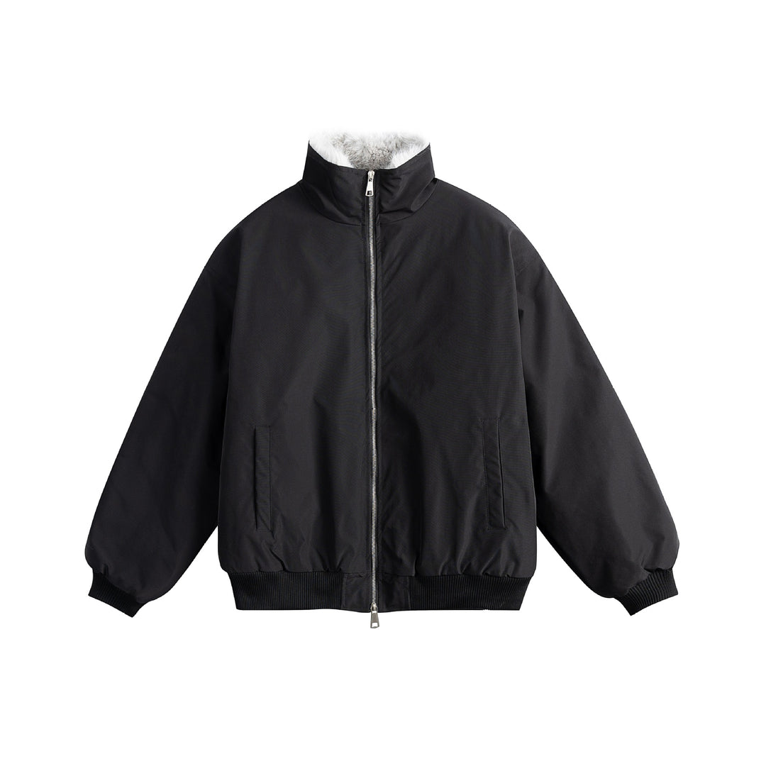 Unisex Boxy-wattierter Blouson mit hohem Stehkragen und Teddyfutter Shop Nory