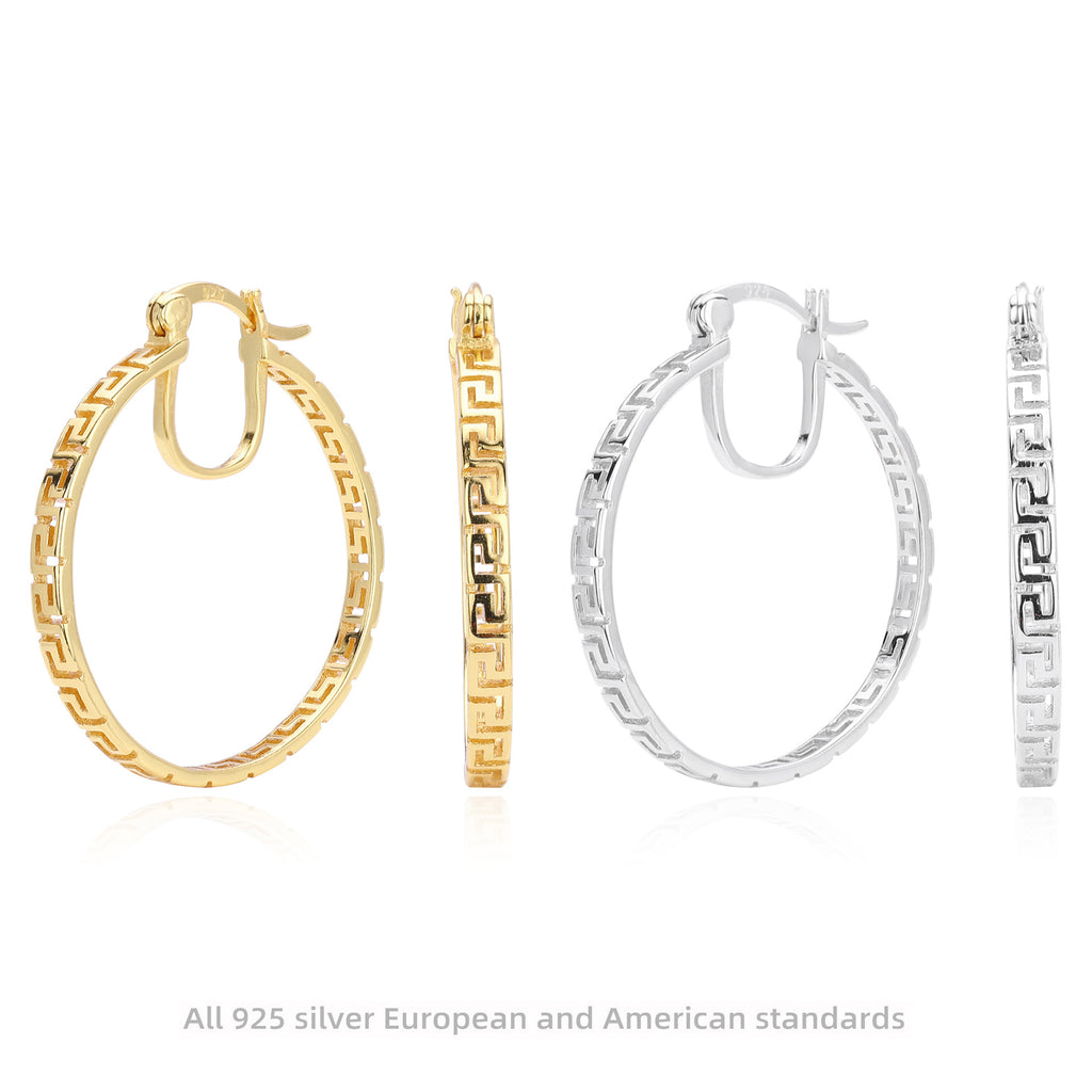 Damen Creolen mit geometrischem Muster aus 925 Sterling Silber Shop Nory
