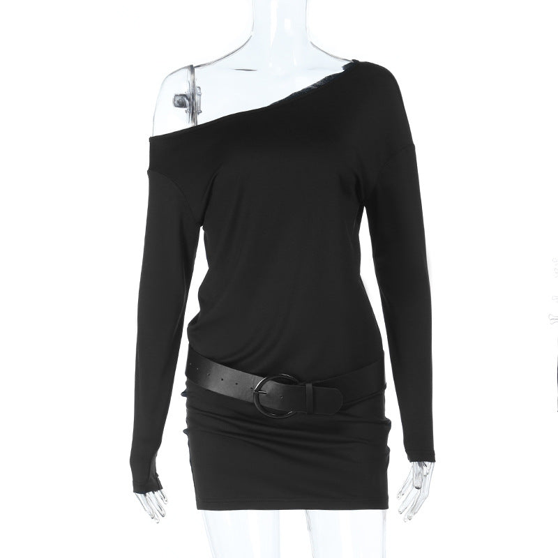 Damen One-Shoulder Minikleid mit asymmetrischem Ausschnitt und tailliertem Stretch-Rock Shop Nory