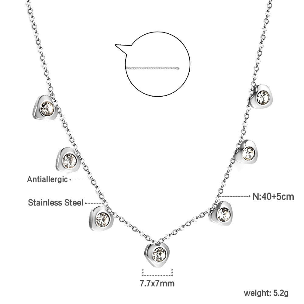 Damen Edelstahl Halskette mit funkelnden blauen Zirkonia-Anhängern Shop Nory