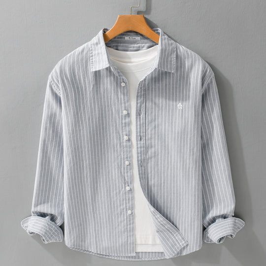 Herren Gestreiftes Layering-Hemd aus feinem Oxford-Baumwollstoff mit entspanntem Schnitt Shop Nory