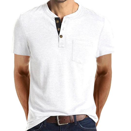 Herren T-Shirt mit strukturiertem Kragen und Brusttasche