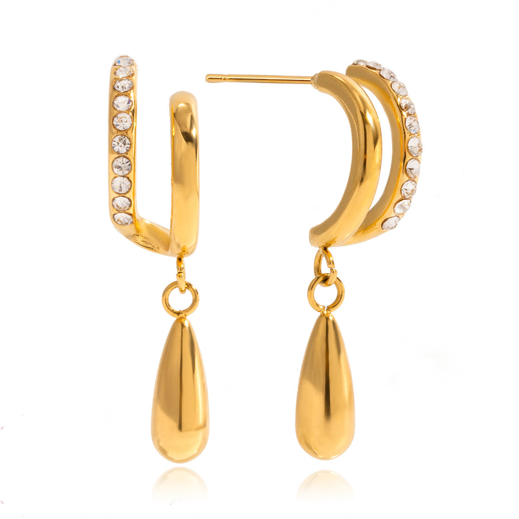Damen Creolen mit funkelnden Kristallen und robustem Edelstahl Shop Nory
