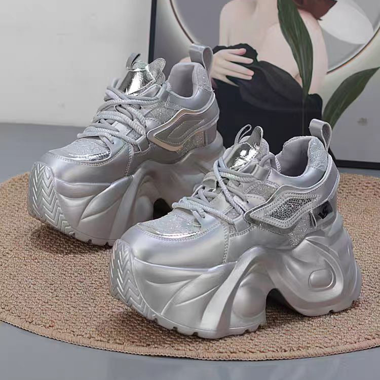 Damen Plateau Sneakers mit atmungsaktiver Mesh-Oberfläche und komfortabler Dämpfung Shopnory