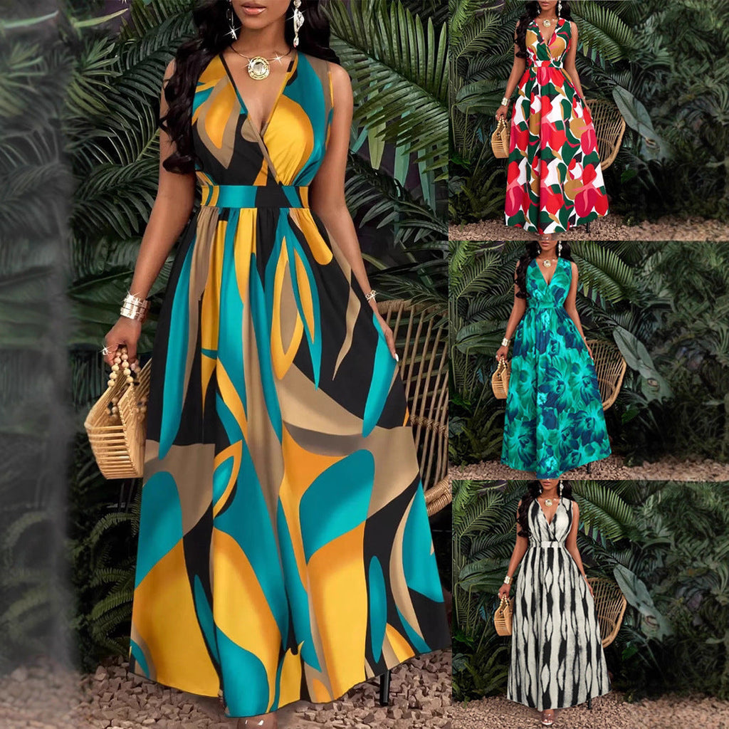 Damen Maxi-Kleid mit elegantem V-Ausschnitt Shopnory