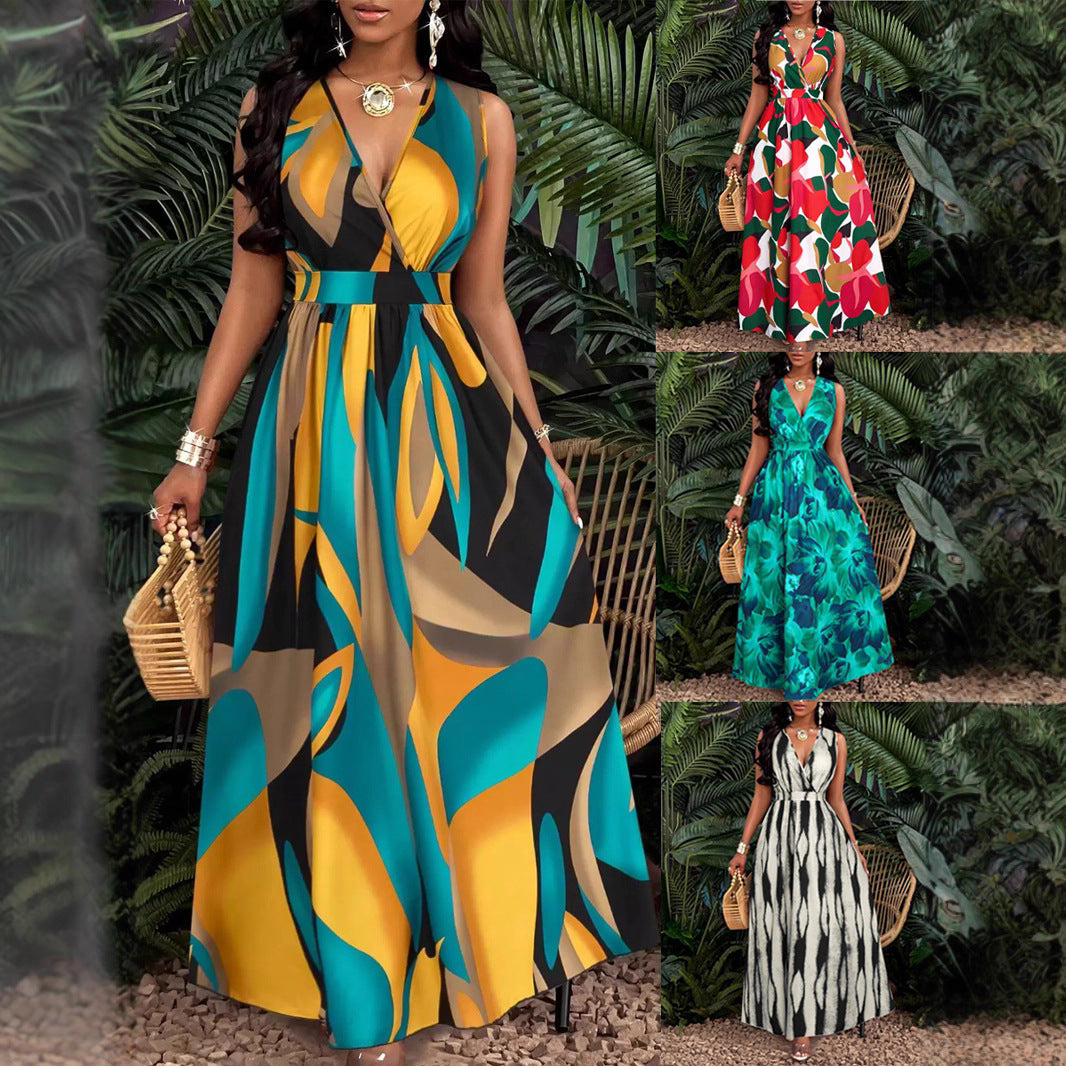 Damen Maxi-Kleid mit elegantem V-Ausschnitt Shopnory