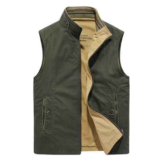 Herren Outdoor-Canvasweste mit verstärkten Taschen, Stehkragen und weichem Baumwollfutter Shop Nory