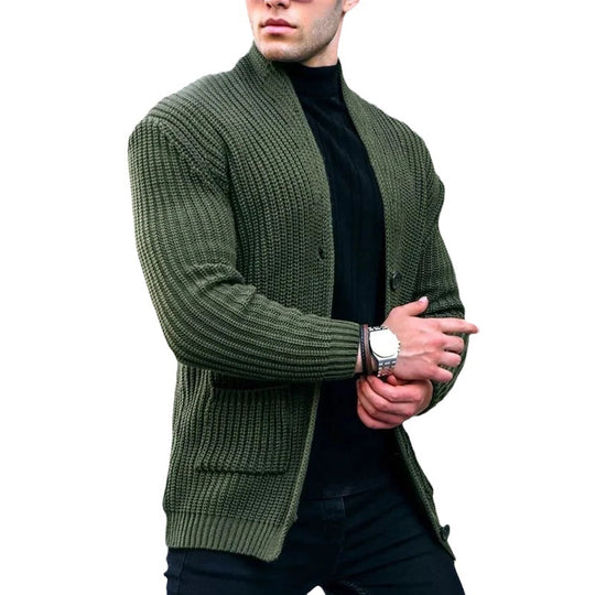 Herren Grobstrick-Cardigan mit Schalkragen und aufgesetzten Taschen Shop Nory