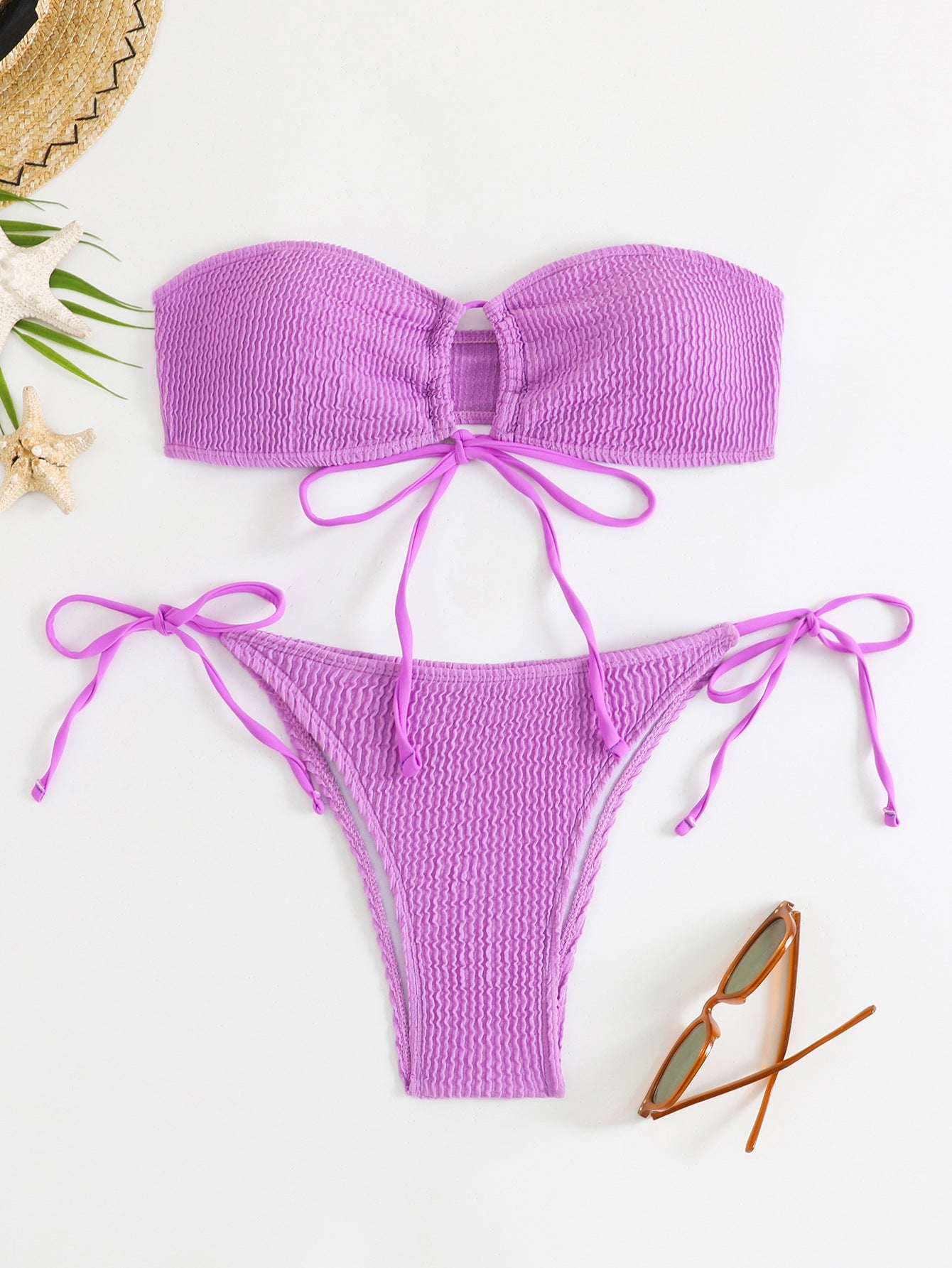 Damen Bandeau-Bikini-Set mit Klettverschluss und verstellbaren BindShopnoryändern