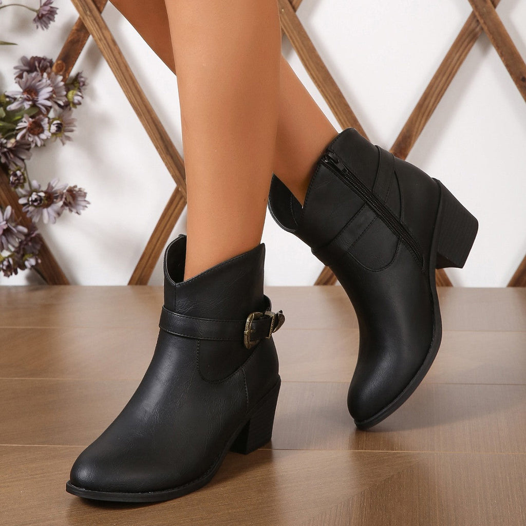 Damen Freizeit-Stiefeletten mit dekorativem Schnallen-Detail