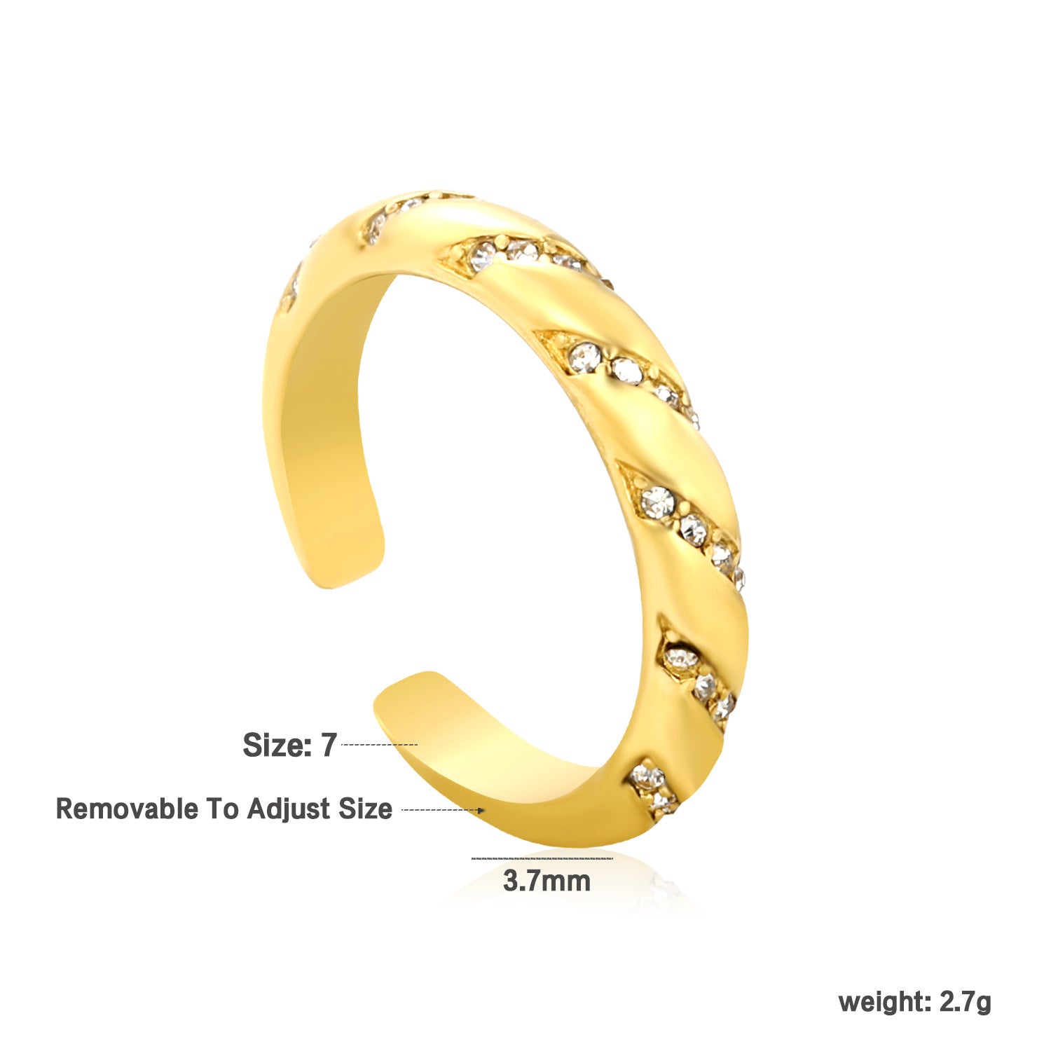 Damen Offener Ring mit kreativem Gitterdesign und funkelnden Zirkonia-Elementen Shop Nory