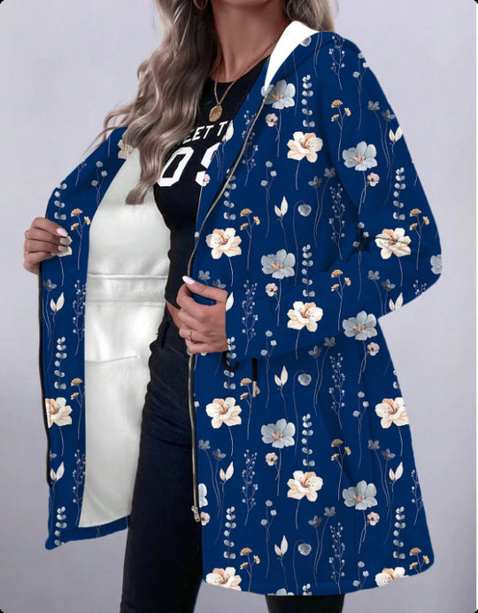 Damen Blumenprint Kapuzenparka mit wattierter Innenfütterung Shop Nory