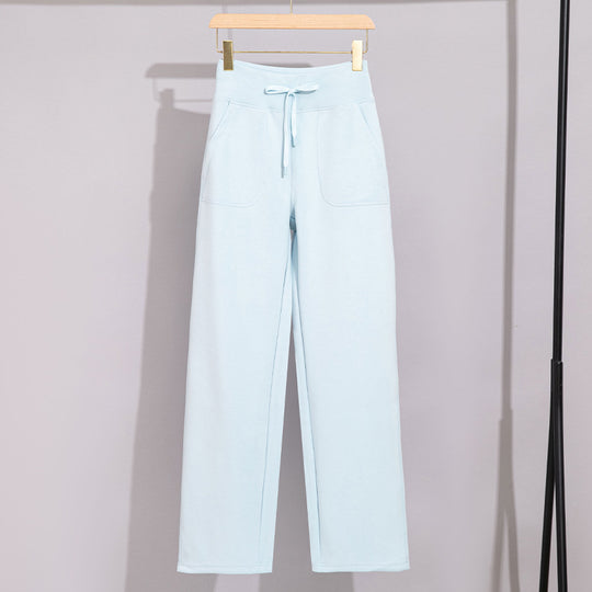 Damen Breite Baumwoll-Frottee-Loungehose mit hohem Bund und Tunnelzug Shop Nory